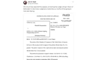 Tweet regarding court filing